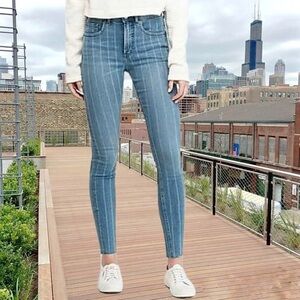 High Waisted Striped Denim Perfect Ankle Leggings NWT
